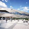 「慣れ親しんだ白山の雄大な山並みと未来を感じるターミナル」をデザインイメージとした小松駅。