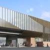 代田橋駅のイメージ：近隣の歴史的な建築物や玉川上水の流れを感じさせるデザイン。
