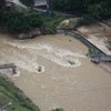 復旧工事が進捗しているという流出した第1三篠川橋梁。写真は流出当時のもの。