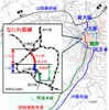 なにわ筋線の概要。大阪市の南北を現在より短いルートで進み、関西国際空港へ至る。