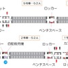 『ひのとり』の編成図。当初は6両編成で運行され、2020年度中にはレギュラー車両を2両増結した8両編成も登場する。定員は6両編成が239人、8両編成が327人。6両編成の場合、3号車に喫煙室が設けられる。