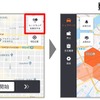タクシードライバー向けアプリの通常画面（左）とヒートマップ表示（右）