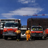 豪ニューサウスウェールズ州の森林火災（11月12日）。消化作業のために集まった消防車。