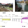 第7只見川橋梁の施工前状況（左）と施工後状況（右）。