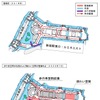 東口駅前広場に整備される歩行者空間と賑わい空間の概略。歩行者空間は新宿通り方へ拡張され、車両動線が大きく変わる。