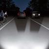 日産ルークス新型。「アダプティブLEDヘッドライトシステム(AHS)では先行車や対向車を遮蔽しつつ、その周辺はハイビームで照射する