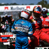 1996年F1ポルトガルGP（エストリル）。背中はアレジ、中央はシューマッハ。