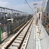 高架化工事中の竹ノ塚駅。