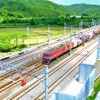 青函トンネルを抜け北海道に上陸した貨物列車。