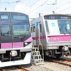 半蔵門線の現行車。左が2003年から投入された08系。右は置き換えられる8000系で、40年選手の引退は近い。