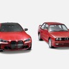 BMWの新型 M4 クーペ と初代 M3 （1989年式）のワンオフモデル