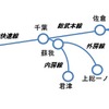 E235系1000番台の運用範囲。