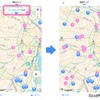 地図を動かしたら再読込をタップ