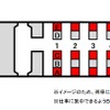 赤い部分が利用可能な席。通常車両でもPCの操作程度はできるものの、「リモートワーク推奨車両」では席間を空けることで、隣席に気兼ねなく作業することができる。