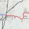宇都宮・芳賀LRT（宇都宮ライトレール）の整備区間（赤）。途中17カ所に停留場が設けられる（停留場名は仮称）。