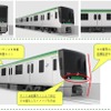 現行車両を受け継いだ「くの字」スタイルで、ラインとライトが一体化した前面デザインが特徴のA案「南北線車両からの進化」。