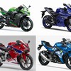 カワサキ Ninja ZX-25R（左上）、ヤマハ YZF-R25（右上）、ホンダ CBR250RR（左下）、スズキ GSX250R（右下）