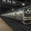 宇都宮線・日光線用の現行車両である205系600番台。こちらは2000年10月から京葉線や川越線用を転用改造して登場。2021年4月時点で小山車両センターに4両編成12本48両が配置されているが、E133系の投入本数からすると、こちらも大半が淘汰される模様だ。2019年12月29日、東北本線（宇都宮線）黒磯駅。