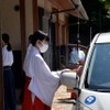 笠間稲荷神社、車の茅の輪くぐり