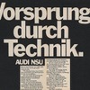 「Vorsprung durch Technik（技術による先進）」が大盤の広告に使用された最初の例（1971年1月）