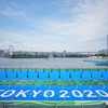 東京2020オリンピック・パラリン大会トライアスロン競技の会場となるお台場海浜公園（7月20日）