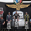 第12戦の表彰式。壇上、左から2位グロージャン、優勝パワー、3位ハータ。