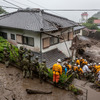 静岡県熱海市の土石流現場（7月4日）