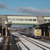 長万部駅構内の特急『北斗』。長万部町では新幹線駅舎の建設に伴ない、現駅舎を取り壊し、仮駅舎への移転が計画されている。