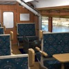 3・4号車「ストーブカー」のリニューアルイメージ。ノスタルジーを重視し、座席のモケットや壁面、カーテン、テーブルなどがリフレッシュされる。