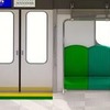 400系ロングシート車の車内（サイド）。