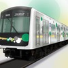 30000A系のエクステリア。車体は御堂筋線用30000系を踏襲しているが、ラインカラーのグリーンを残しつつ、それを示す帯を止め、斬新なデザインとする。ホームとの段差縮小のため床面高さが40ｍｍ下げられる。