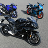 YZF-R7（手前）、YZF-R1（左奥）、YZF-R25（右奥）