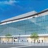 北東側から見た高松駅ビル（仮称）のイメージ。奥が駅舎部分の既存棟。