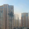 ロシアの攻撃により破壊されたウクライナ、キエフ市内のビル（2月26日）