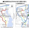 宮城県気仙沼市内の走行速度の変化