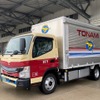 トナミ運輸に納車されたeキャンター サイドオープン仕様のコンテナ車