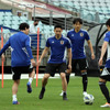 練習するサッカー日本代表（3月23日、シドニー）
