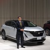 アリアを前に日産の強みを語り、新入社員にエールを送る内田CEO