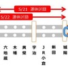 5月21～22日の運休計画。