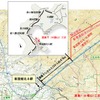 渡島トンネル台場山工区と陥没の位置。