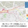 バリアフリー地図／ナビ（従来）：GPSの測位精度の誤差によりルート表示に課題