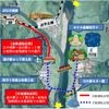 自動運転車両の走行区間（赤線）。