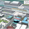 北海道新幹線倶知安駅の俯瞰イメージ。展望デッキ付きの高架駅だが、デザインは今後、検討される。
