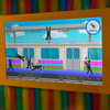 撮影したポーズはゲームのオブジェクトとなって積みゲーとして遊べる。電車内にたくさん詰め込もうというてきと～なルール。