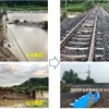 盛土・道床が流出し、8月12日に再開した奥羽本線下川沿～大館間の復旧状況。
