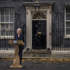 辞任を表明するトラス英首相（10月20日）