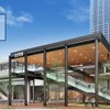 万博開催を機にリニューアルされるJR大阪環状線弁天町駅のイメージ。現在の南北改札の間に新駅舎を整備し、新南口・新北口改札（仮称）を設置する。
