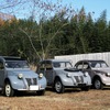 左から順にシトロエン 2CV AZ（1955）、サハラ(1962)、AZA(1963)