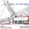 今回始まる岡山駅前広場駐車場整備工事の概要。タクシーゾーンと一般車ゾーンを入れ替えることで、タクシー利用による市役所へのアクセスが向上するという。