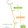 日田彦山線BRTの路線図。全体の35％が専用道となる。